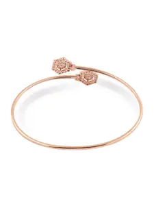 Zaveri Pearls Women Rose Gold & White Brass Cubic Zirconia Kada Bracelet Set of 2