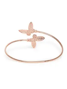 Zaveri Pearls Women Set Of 2 Rose Gold & White Brass Cubic Zirconia Kada Bracelet