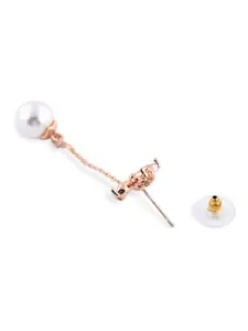 Zaveri Pearls Set of 2 Rose Gold Plated Contemporary Drop Earrings