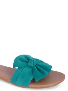 Brauch Women Green Open Toe Flats with Bows