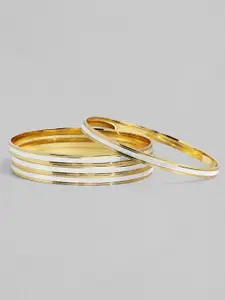 Anouk Set Of 4 Gold-Plated & White Handcrafted Bangles
