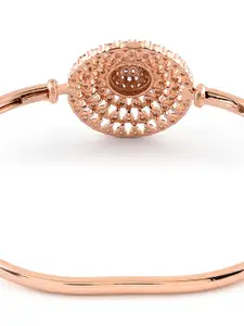 Ami Rose Women Rose-Gold Toned & Plated Cubic Zirconia Bling Brass Kada Style Bracelet