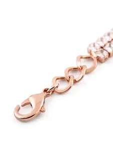 AMI Women Rose Gold Brass Cubic Zirconia Rose Gold-Plated Kada Bracelet