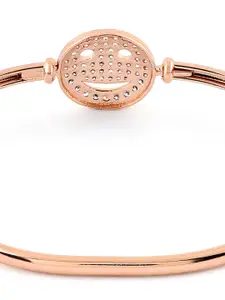 AMI Women Rose Gold Contemporary Cubic Zirconia Kada Style Bracelet