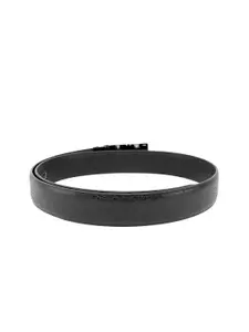 BuckleUp Men Black Textured Leather Belt
