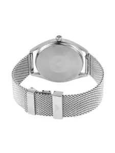 Emporio Armani Men Black Dial & Silver-Toned Bracelet Style Straps Analogue Watch AR80055