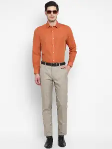 Turtle Men Orange Slim Fit Opaque Casual Shirt