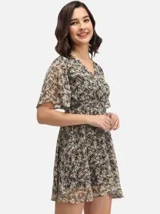 Trend Arrest Woman Multicoloured Floral Georgette Dress