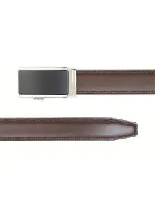 Calvadoss Men Brown Textured Autoratch No Holes Belt