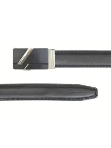 Calvadoss Men Black Textured Autoratch No Holes Belt