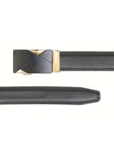 Calvadoss Men Black Textured No Holes Belt