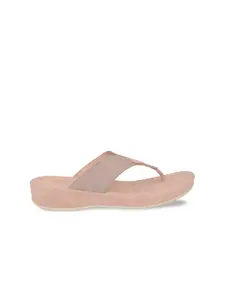 Rocia Women Pink Embellished T-Strap Flats
