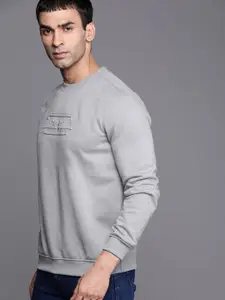 Allen Solly Sport Men Grey Brand Logo Self Design Sweatshirt