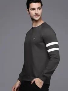 Allen Solly Sport Men Charcoal Grey Solid Raglan Sleeves Sweatshirt
