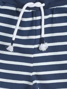 MINI KLUB Boys White Striped Regular Shorts