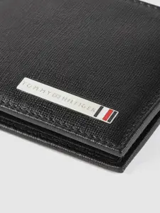 Tommy Hilfiger Men Black Leather Two Fold Wallet