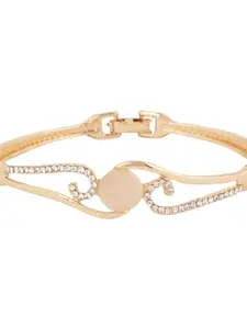 ANIKAS CREATION Brass Handcrafted Rose Gold-Plated Stone Studded Bangle-Style Bracelet