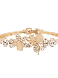 ANIKAS CREATION Women Rose Gold-Toned Stone Studded Meenakari Bangle Style Bracelet
