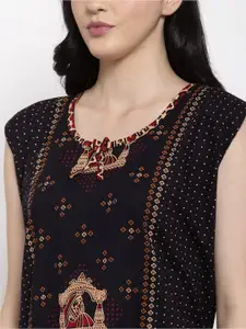 Secret Wish Women Pack Of 2 Brown & Black Printed Maxi Nightdress