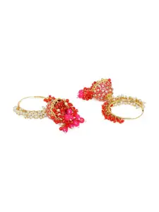 OOMPH Pink Dome Shaped Jhumkas Earrings