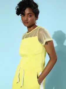 SASSAFRAS Women Fluorescent Green Scuba Regular Top