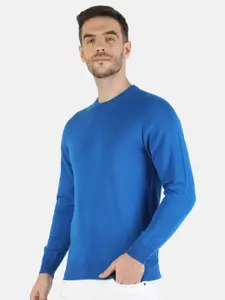 Monte Carlo Men Blue Cotton Pullover Sweater