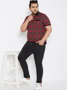 AUSTIVO Men Multicoloured Checked Polo Collar Pockets T-shirt