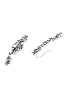 SHAYA Silver-Toned Contemporary Drop Earrings