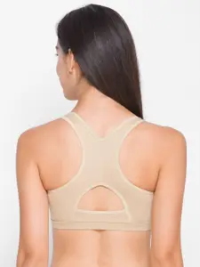 Candyskin Women Beige Solid Padded Sports Bra