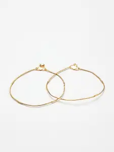 PANASH Set Of 2 Gold-Plated Handcrafted Anklets