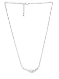 Clara 92.5 Sterling Silver-Toned Rhodium-Plated White CZ-Studded Pendant With Chain