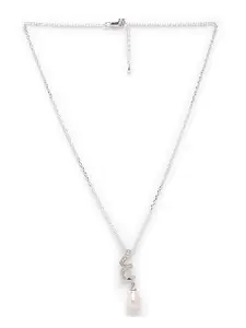 Clara Women Silver Colored Twist Pearl Chain Pendant