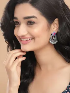 Anouk Silver-Toned & Blue Classic Drop Earrings