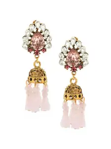 Anouk Gold-Toned & Pink Classic Jhumkas Earrings