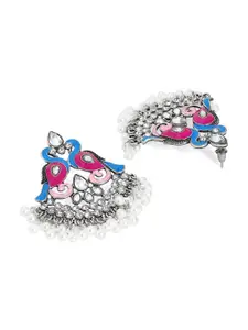 Anouk Silver-Toned & Blue Silver Plated Triangular Drop Earrings