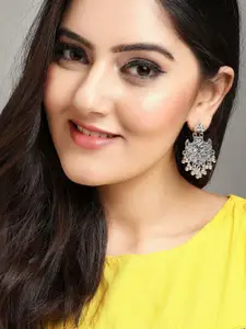 Anouk Silver-Toned Alloy Silver Plated Oxidised Classic Drop Earrings