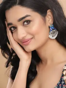 Anouk Woman Oxidised Silver-Toned Peacocks Jhumkas Earrings