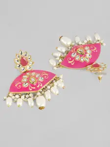 Anouk Silver-Toned & Pink Classic Drop Earrings