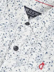 Gini and Jony Boys White & Blue Floral Print Cotton Casual Shirt