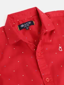 Gini and Jony Boys Red Solid Cotton Casual Shirt