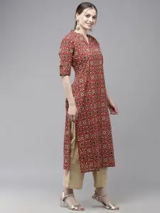 Indo Era Women Red Bandhani Printed Kurta
