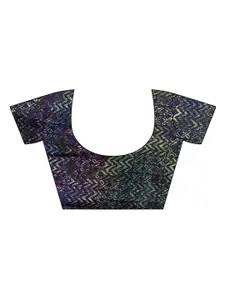 KALINI Mustard & Green Abstract Printed Chiffon Saree