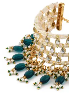 Zaveri Pearls Women Green Kundan Gold-Plated Wraparound Bracelet