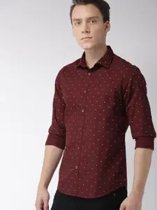 HIGHLANDER Men Maroon Slim Fit Printed Casual Shirt