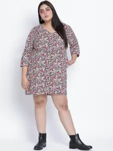 Oxolloxo Plus Size Multicoloured Floral Crepe Sheath Dress