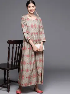 Libas Grey Ethnic Maxi Dress