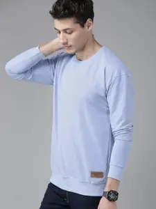The Roadster Lifestyle Co Men Blue Solid Relaxed Fit Sweatshirt