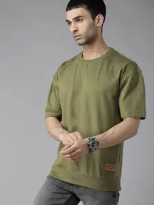 Roadster Men Olive Green Relaxed Fit Sweatshirt