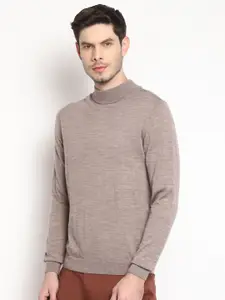 Blackberrys Men Beige Self Designed Pullover Sweater