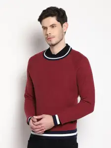 Blackberrys Men Maroon Solid Pullover Sweater